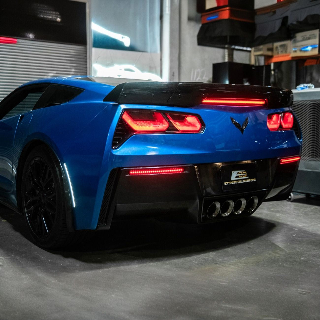Corvette C7 Rear Bumper Diffuser Clear Lens Red LED Reflector Lights