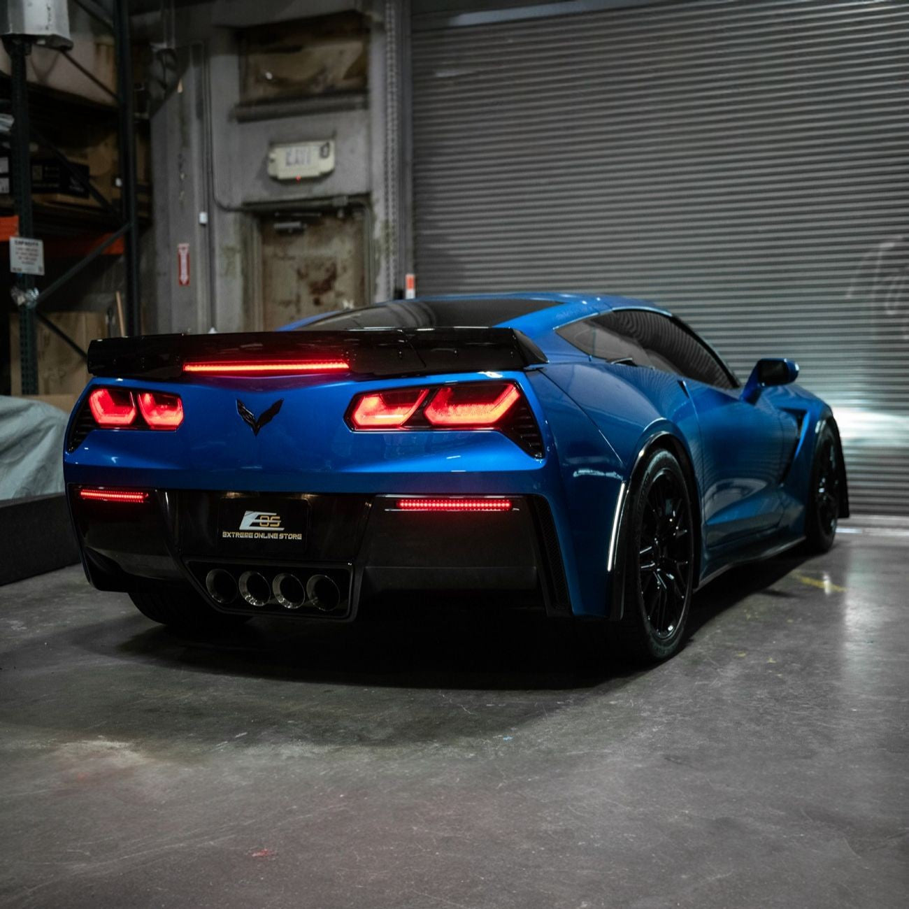 Corvette C7 Rear Bumper Diffuser Clear Lens Red LED Reflector Lights
