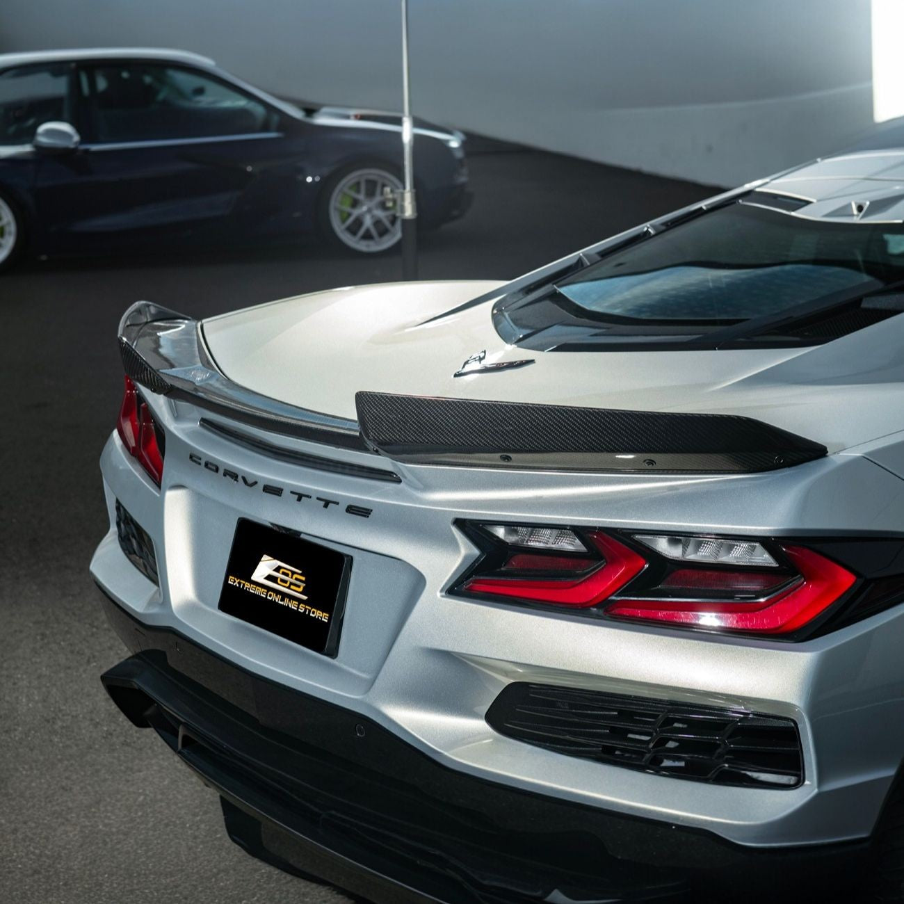 Corvette C8 Carbon Fiber Rear Wing Spoiler with Extended Winglets