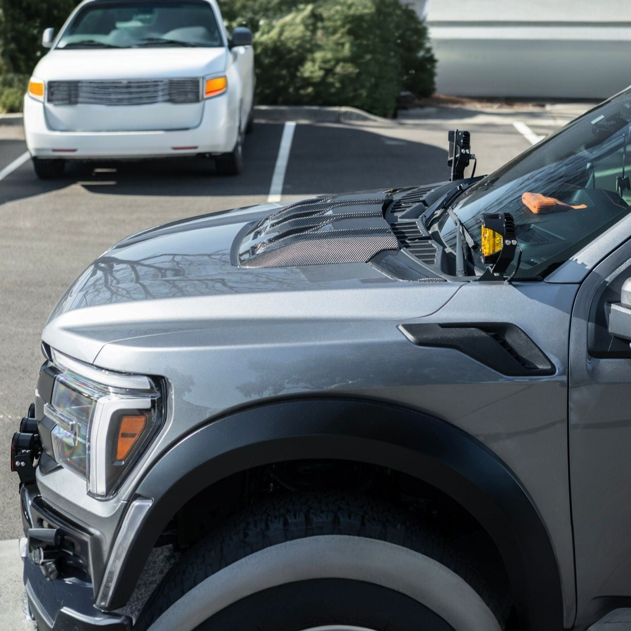 2021-Up Ford F-150 Carbon Fiber Raptor R Style Front Hood Vent Side Trim Bezel Replacements