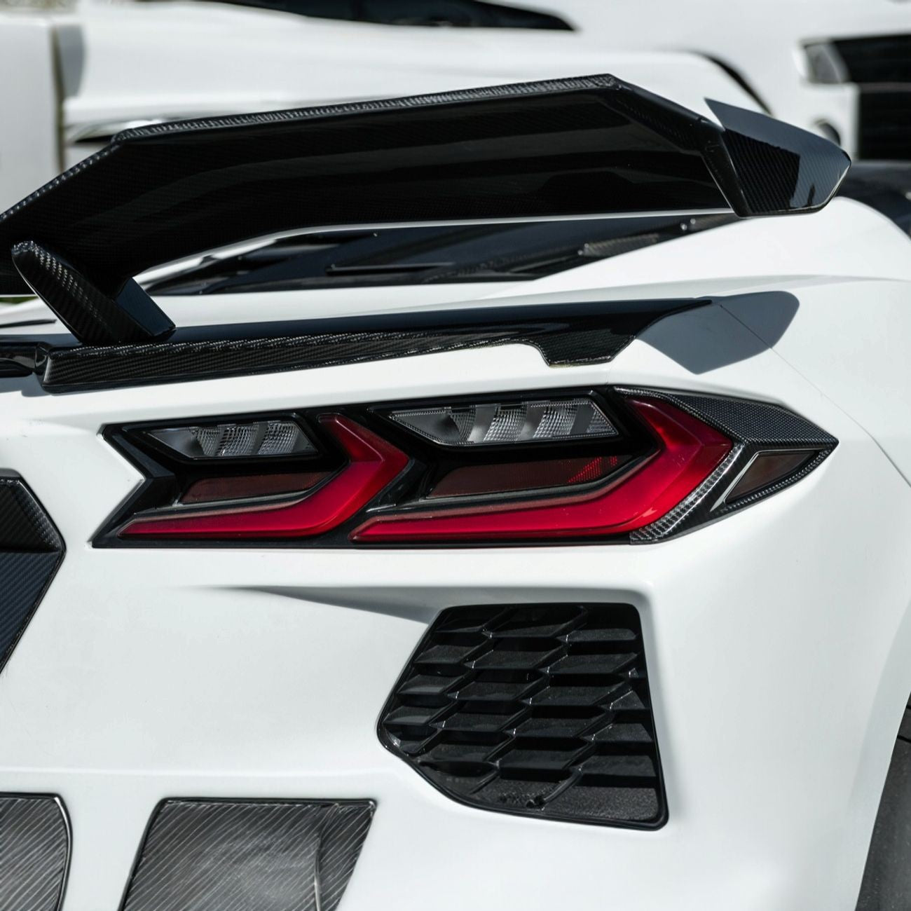 Corvette C8 Dry Carbon Fiber Rear Taillight Side Trim Panel Cover Overlays