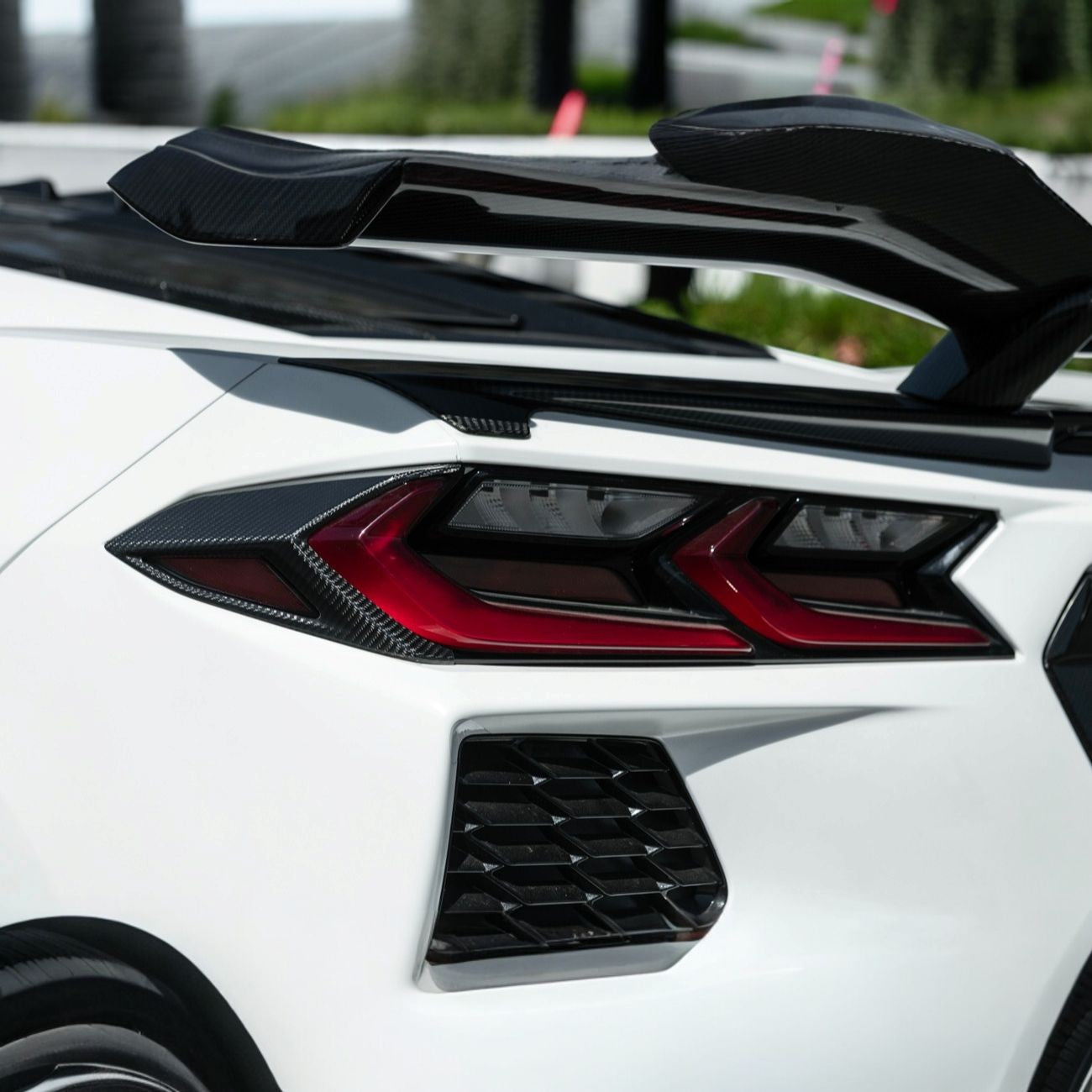 Corvette C8 Dry Carbon Fiber Rear Taillight Side Trim Panel Cover Overlays
