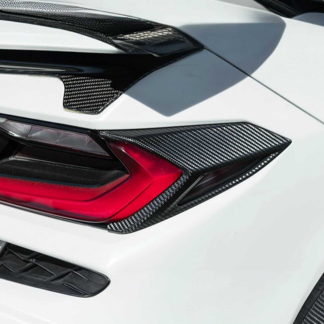 Corvette C8 Dry Carbon Fiber Rear Taillight Side Trim Panel Cover Overlays