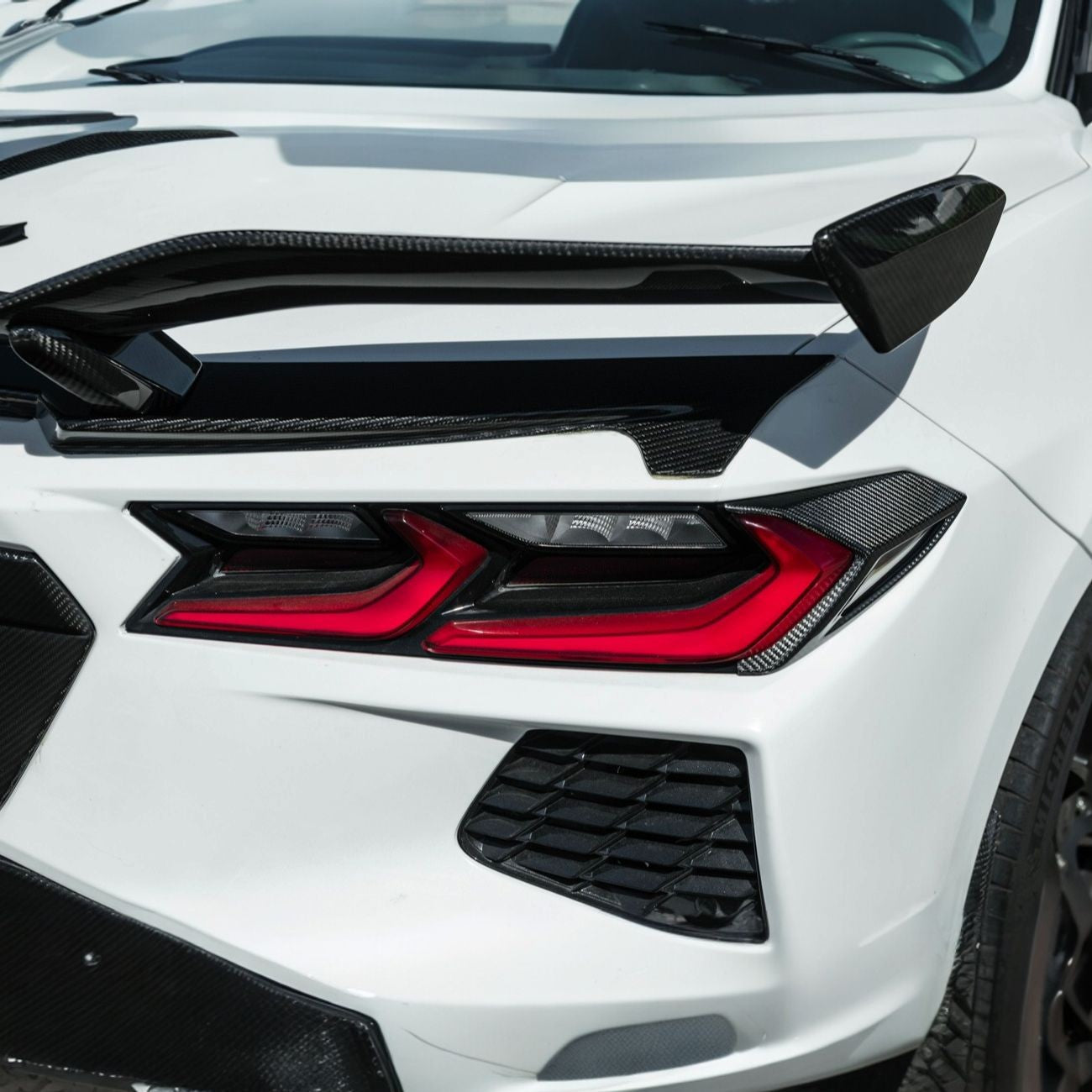 Corvette C8 Dry Carbon Fiber Rear Taillight Side Trim Panel Cover Overlays