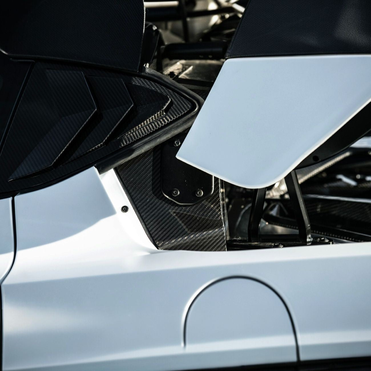 Corvette C8 Dry Carbon Fiber Rear Hatch Hinge Pillar Trim Cover Overlays