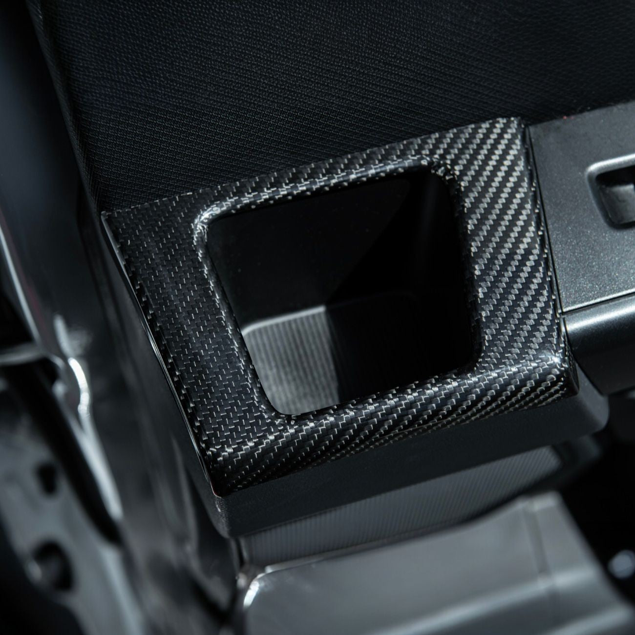 2021-2026 Ford F-150 / F-150 Lightning Dry Carbon Fiber Rear Door Side Storage Cup Holder Cover Overlays