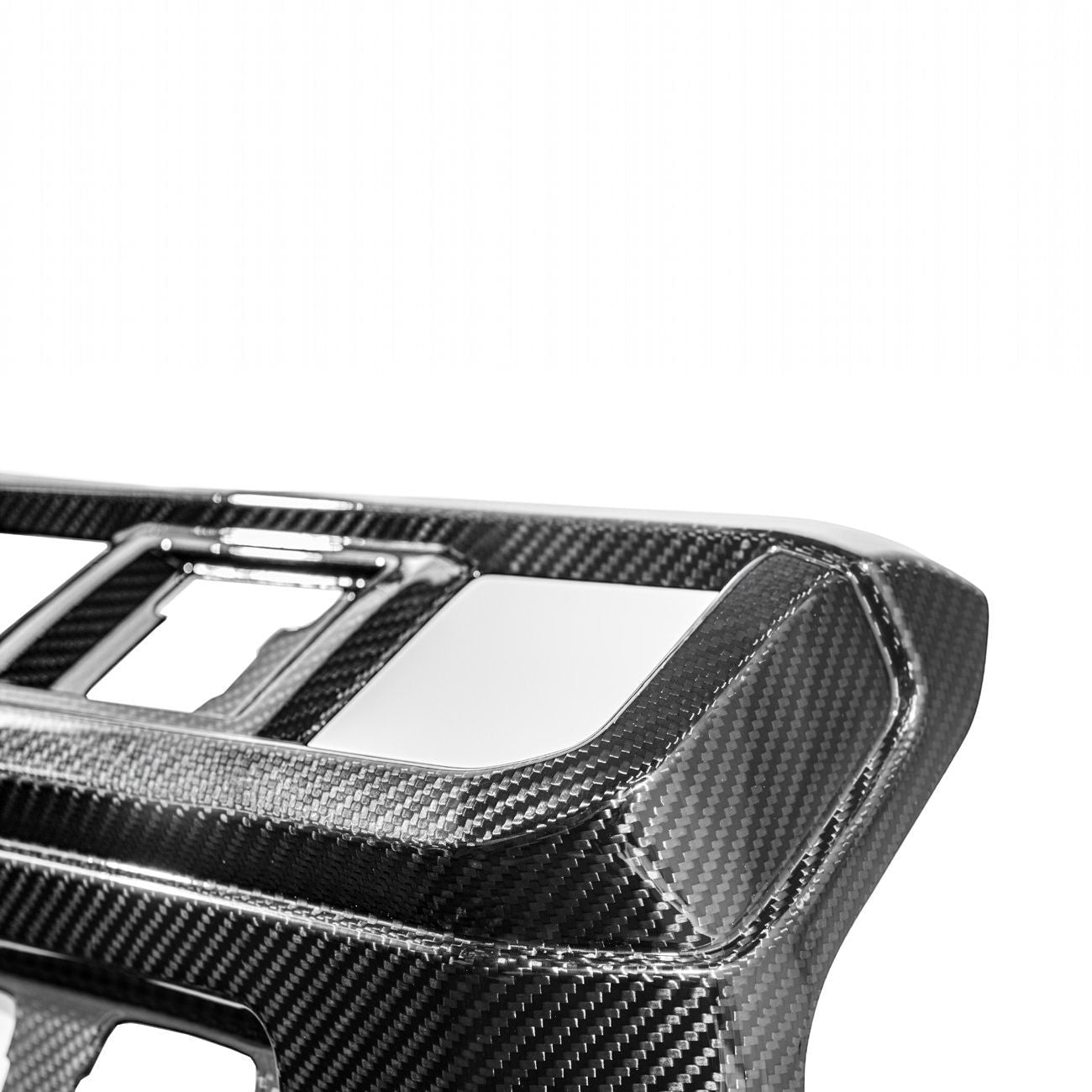 2021-Up Ford F-150 Dry Carbon Fiber Center Console Rear AC Outlet Anti-Kick Panel Cover Overlay