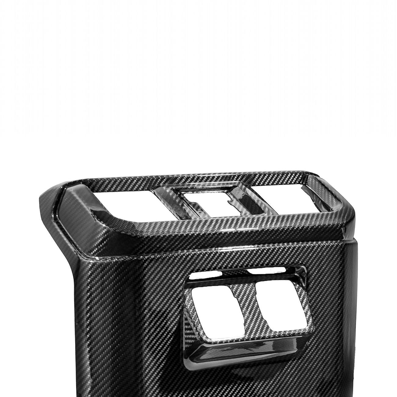 2021-Up Ford F-150 Dry Carbon Fiber Center Console Rear AC Outlet Anti-Kick Panel Cover Overlay