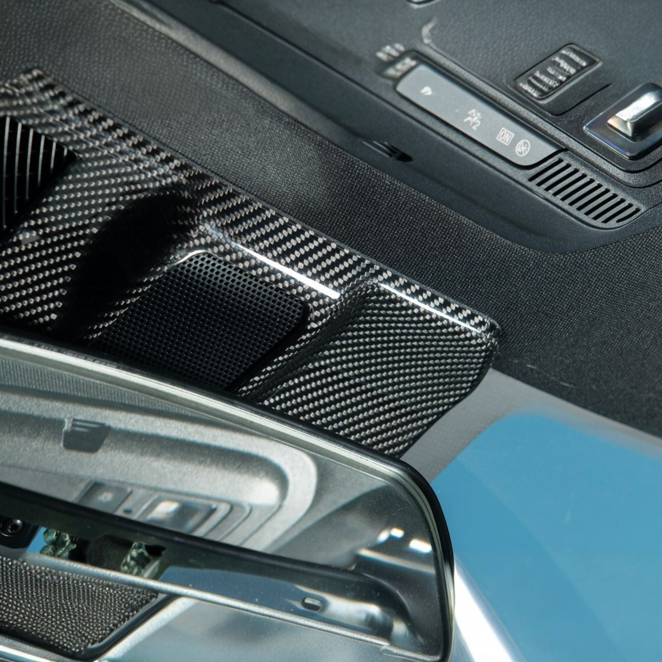 2021-Up Ford F-150 Dry Carbon Fiber Overhead Console Reading Light Panel Cover Overlay