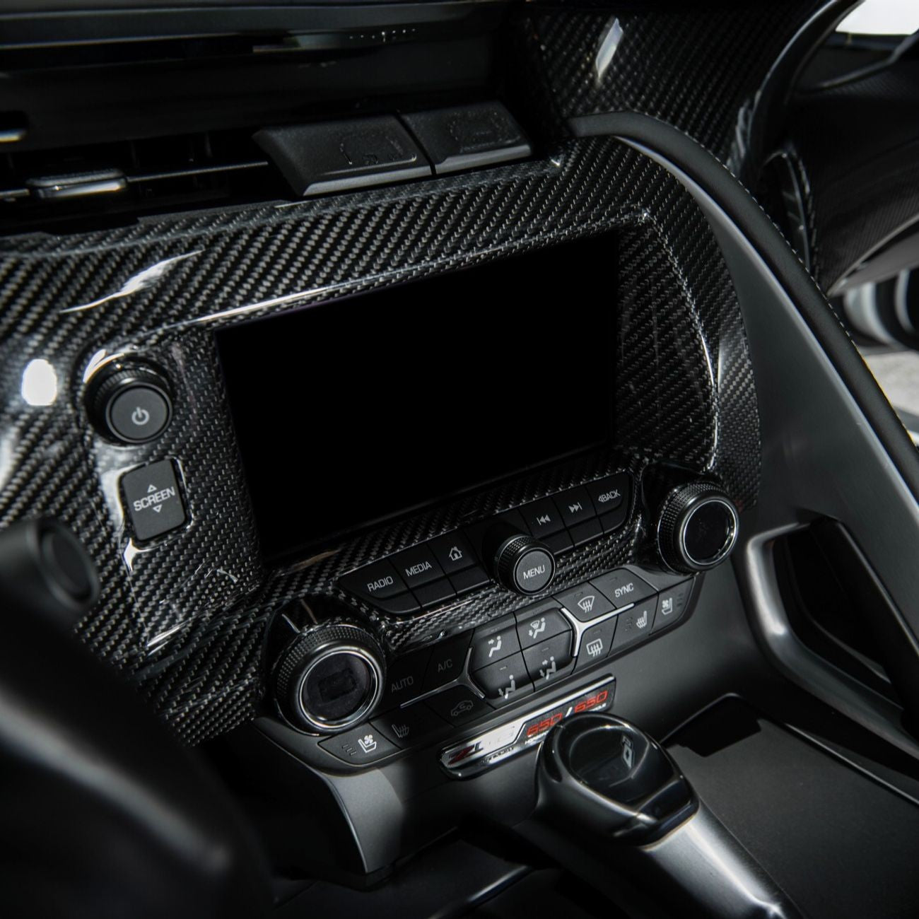 Corvette C7 Dry Carbon Fiber Center Infotainment Instrument Panel Cluster Trim Plate Cover Overlay
