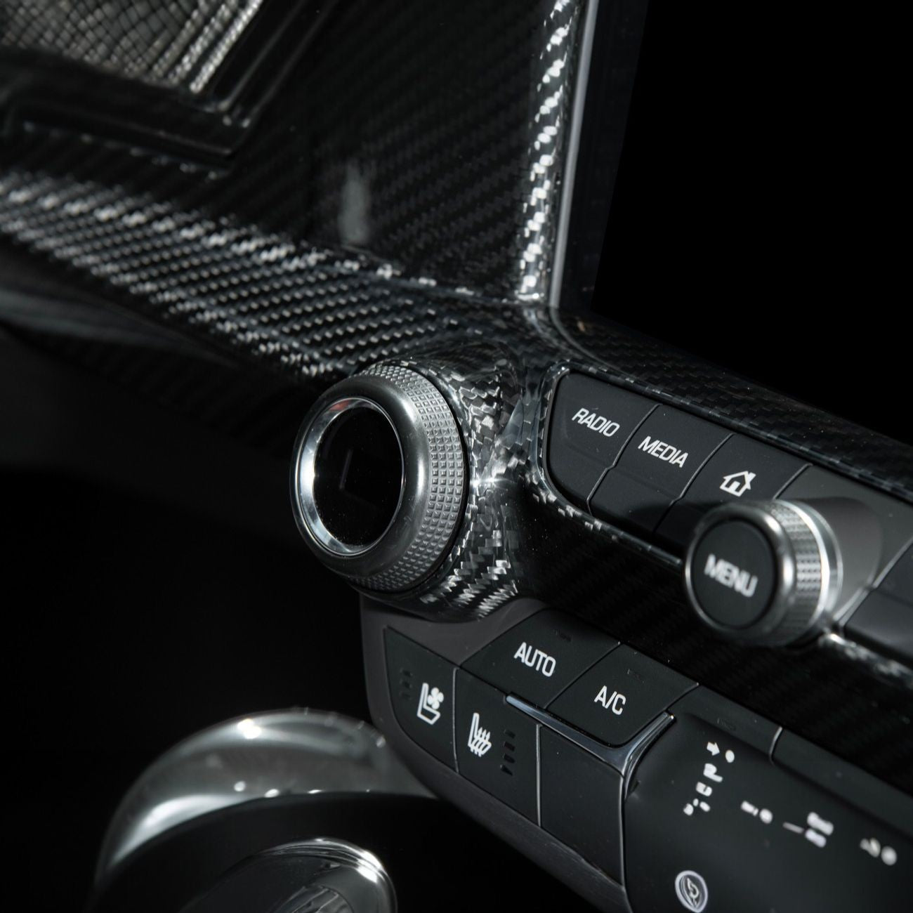 Corvette C7 Dry Carbon Fiber Center Infotainment Instrument Panel Cluster Trim Plate Cover Overlay