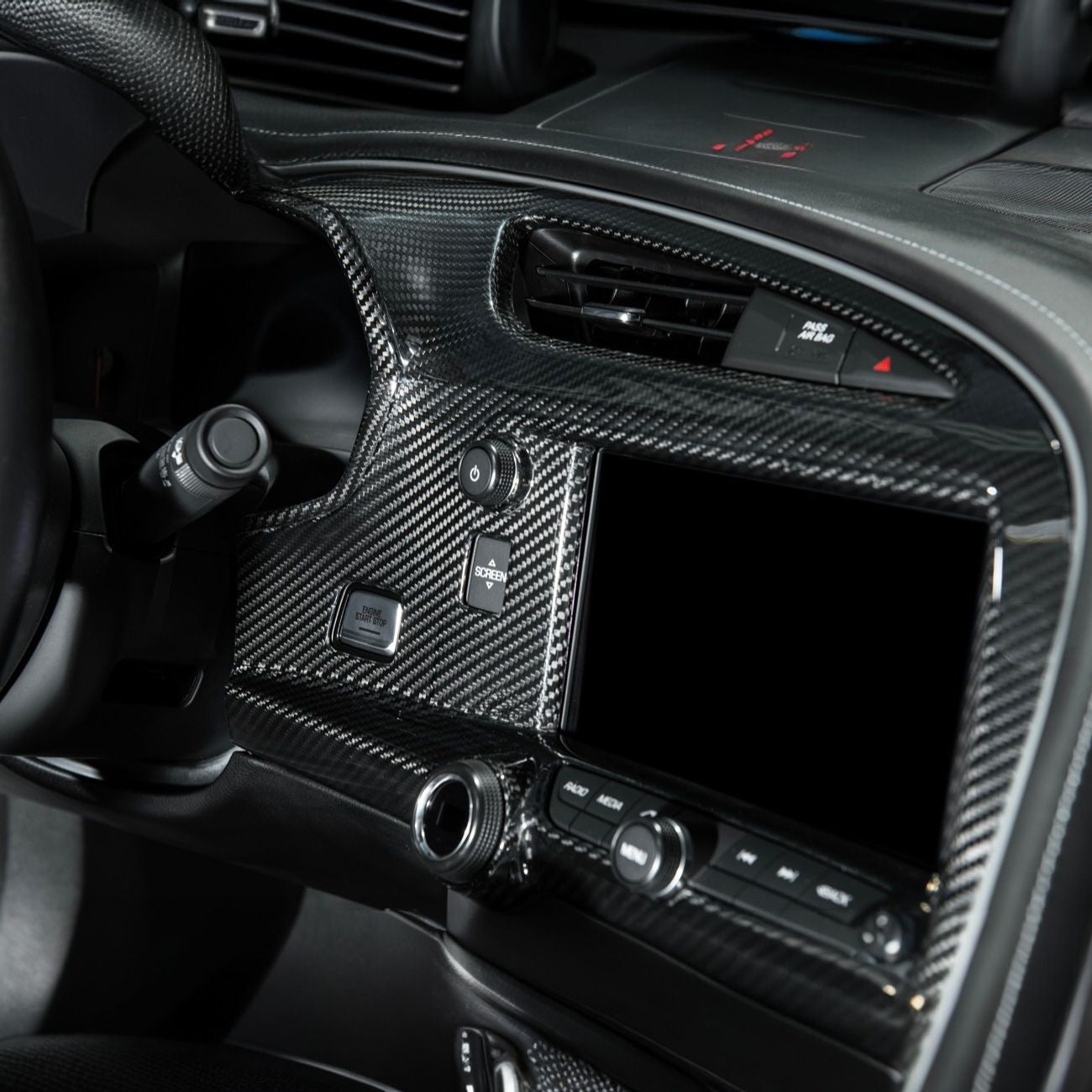 Corvette C7 Dry Carbon Fiber Center Infotainment Instrument Panel Cluster Trim Plate Cover Overlay