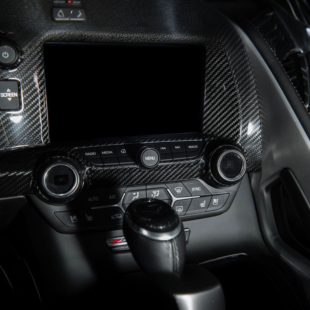 Corvette C7 Dry Carbon Fiber Center Infotainment Instrument Panel Cluster Trim Plate Cover Overlay