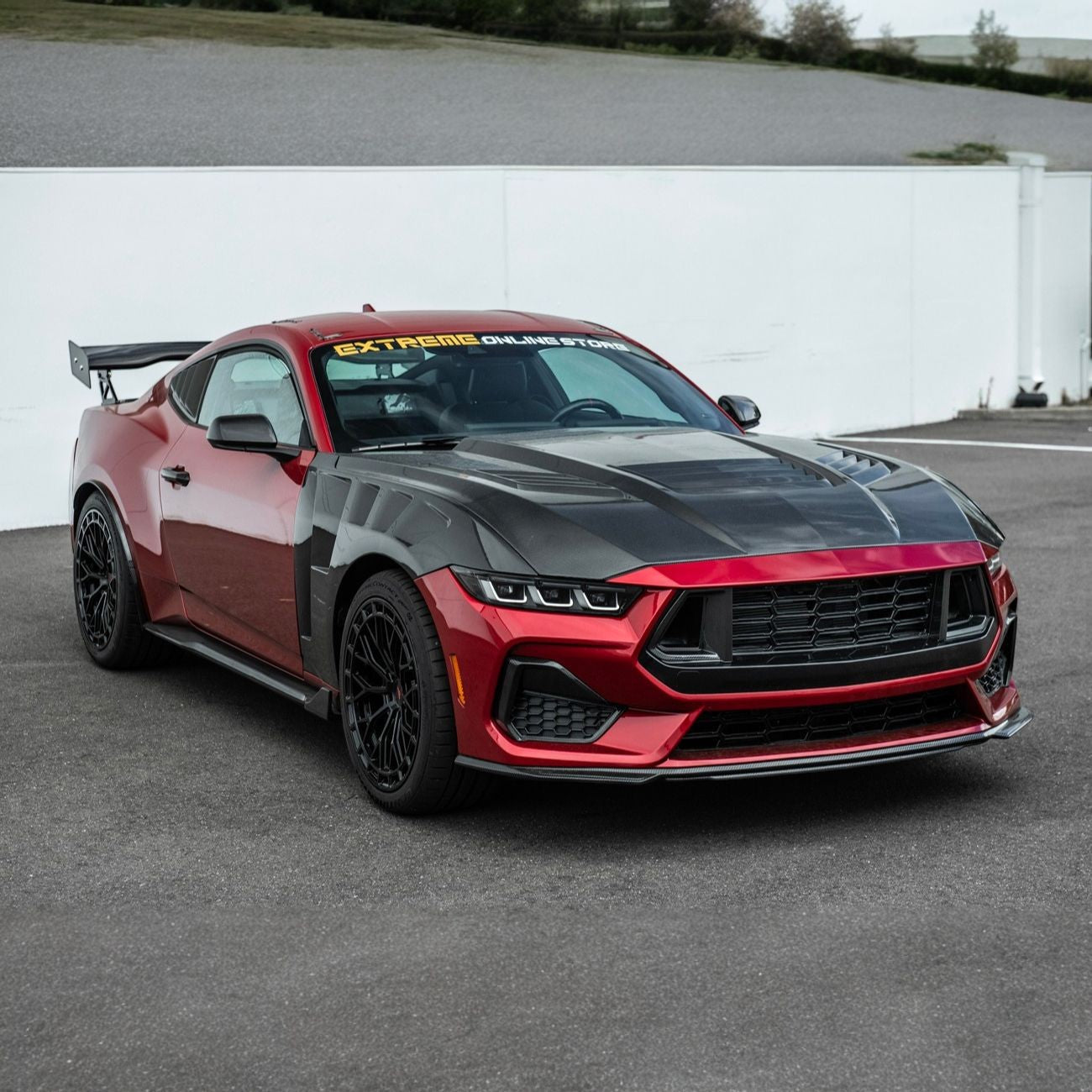 2024-Up Ford Mustang Carbon Fiber DarkHorse Style Front Grille Side Nostril Air Intake Trim Covers