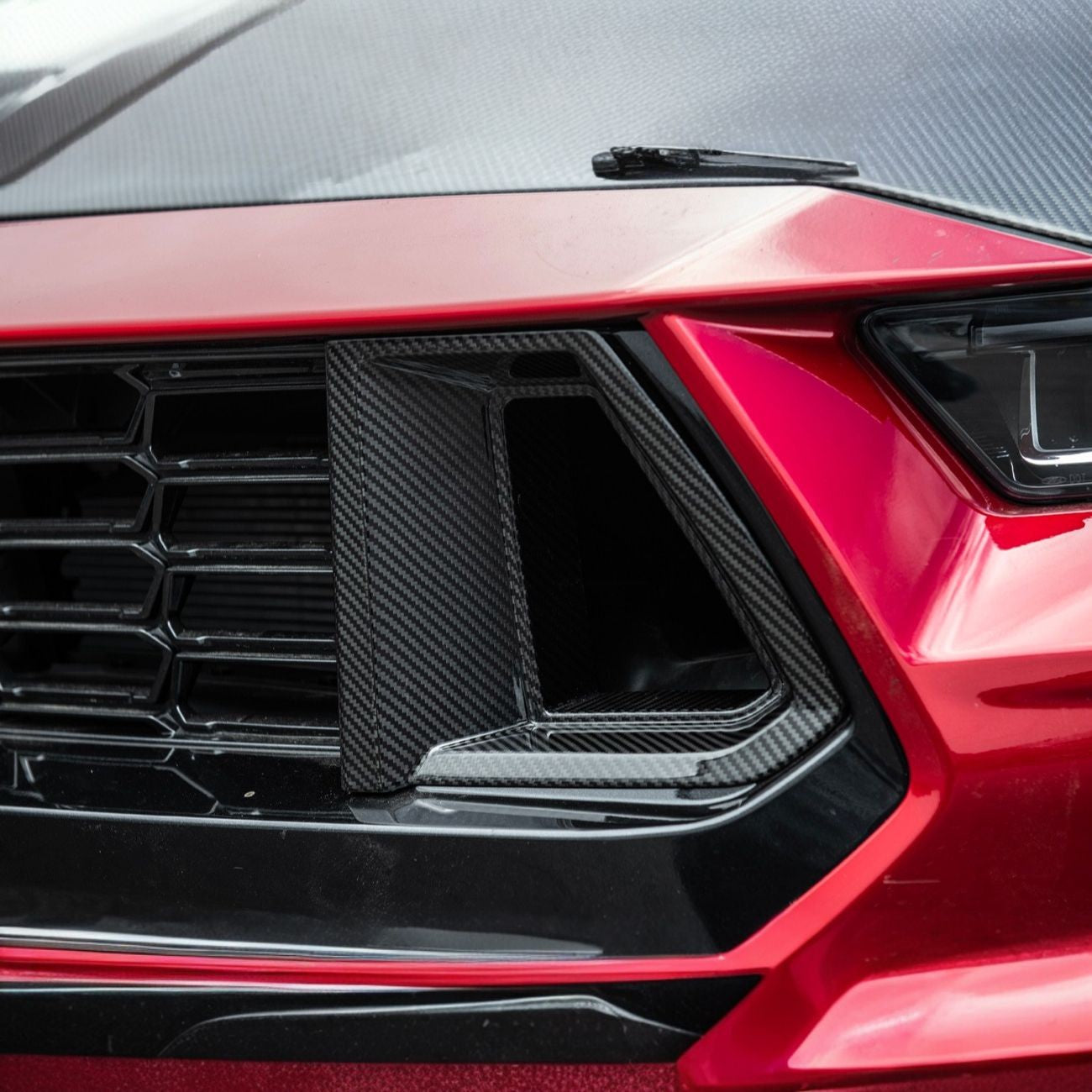 2024-Up Ford Mustang Carbon Fiber DarkHorse Style Front Grille Side Nostril Air Intake Trim Covers