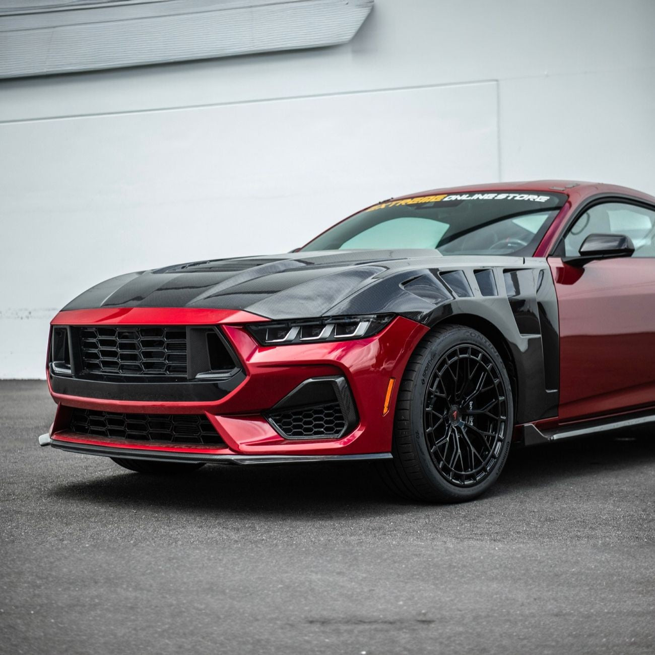 2024-Up Ford Mustang Carbon Fiber DarkHorse Style Front Grille Side Nostril Air Intake Trim Covers