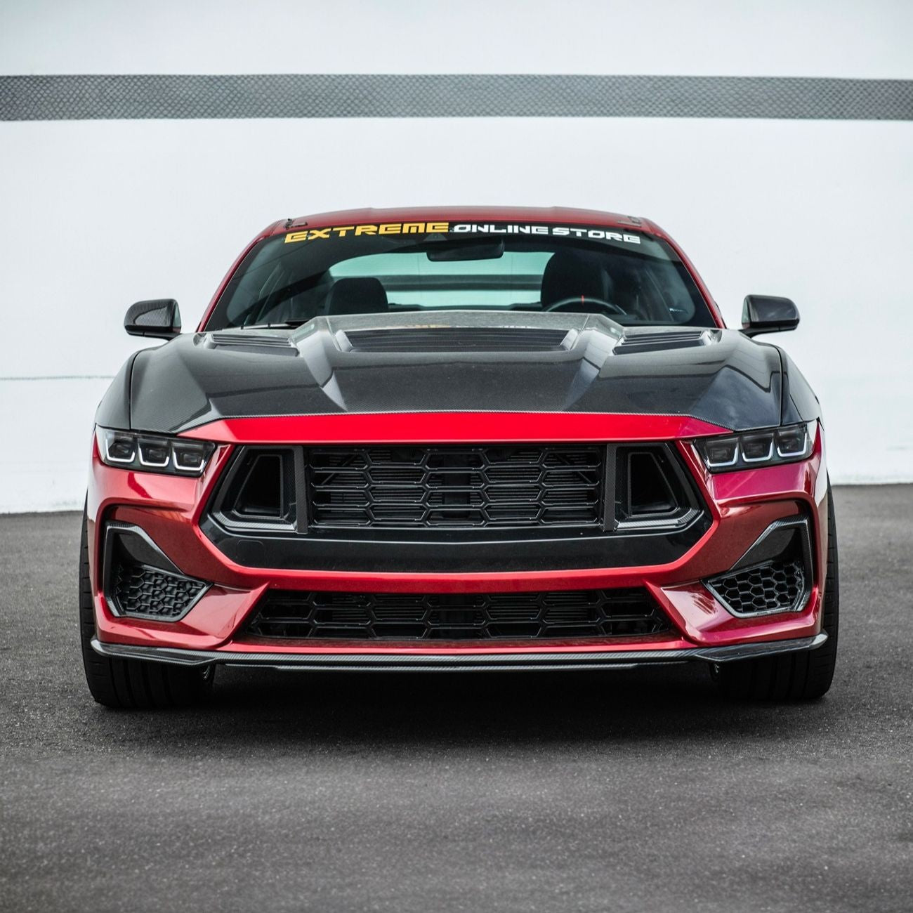 2024-Up Ford Mustang Carbon Fiber DarkHorse Style Front Grille Side Nostril Air Intake Trim Covers