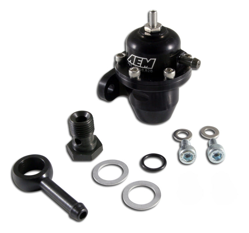 AEM 86-93 Acura / 95-98 TL / 88-91 Civic/CRX / 92-01 Prelude Black Adjustable Fuel Pressure Regulato-Fuel Pressure Regulators-Grocery Getter Performance