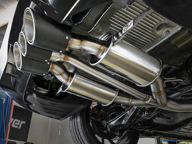 aFe POWER Takeda 2-1/2in to 2-1/4in 304SS Catback Dual-Exit Exhaust 17+ Honda Civic Type R w/CF Tips - Grocery Getter Performance