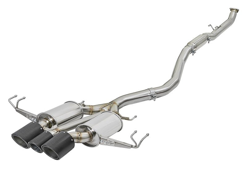 aFe POWER Takeda 2-1/2in to 2-1/4in 304SS Catback Dual-Exit Exhaust 17+ Honda Civic Type R w/CF Tips - Grocery Getter Performance