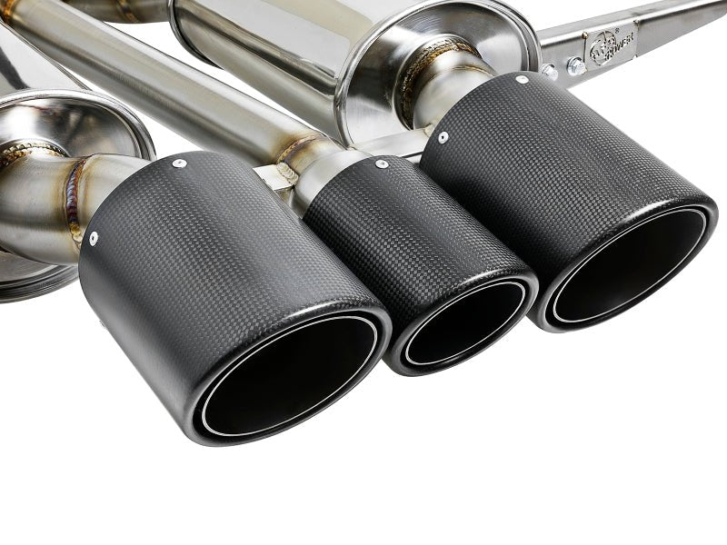 aFe POWER Takeda 2-1/2in to 2-1/4in 304SS Catback Dual-Exit Exhaust 17+ Honda Civic Type R w/CF Tips - Grocery Getter Performance