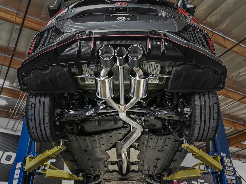 aFe POWER Takeda 2-1/2in to 2-1/4in 304SS Catback Dual-Exit Exhaust 17+ Honda Civic Type R w/CF Tips - Grocery Getter Performance