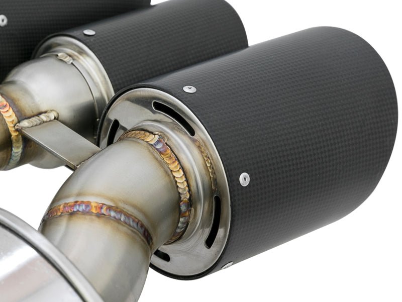 aFe POWER Takeda 2-1/2in to 2-1/4in 304SS Catback Dual-Exit Exhaust 17+ Honda Civic Type R w/CF Tips - Grocery Getter Performance