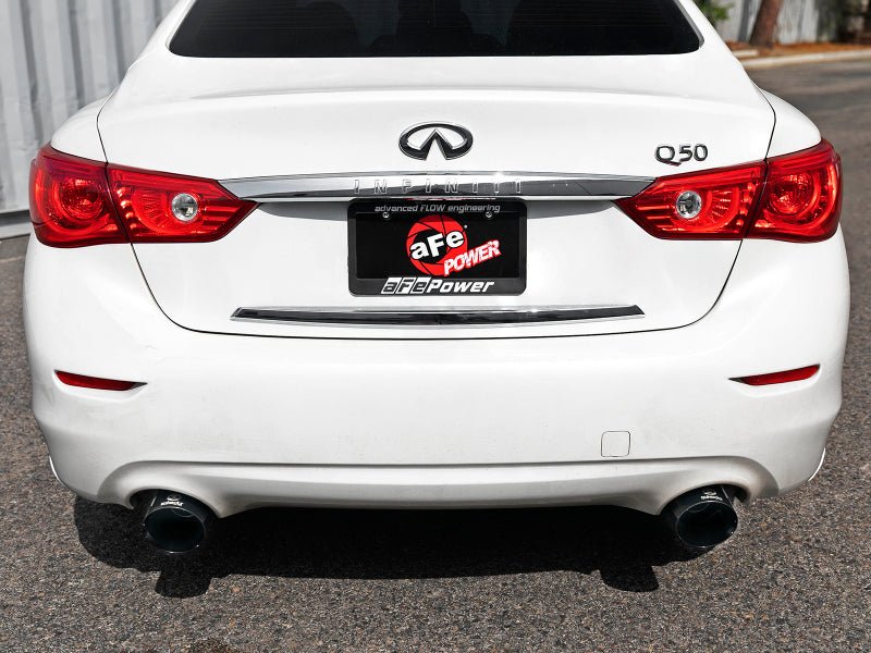 aFe Takeda 2.5in 304 SS Axle-Back Exhaust w/ Black Tips 16-18 Infiniti Q50 V6-3.0L (tt) - Grocery Getter Performance