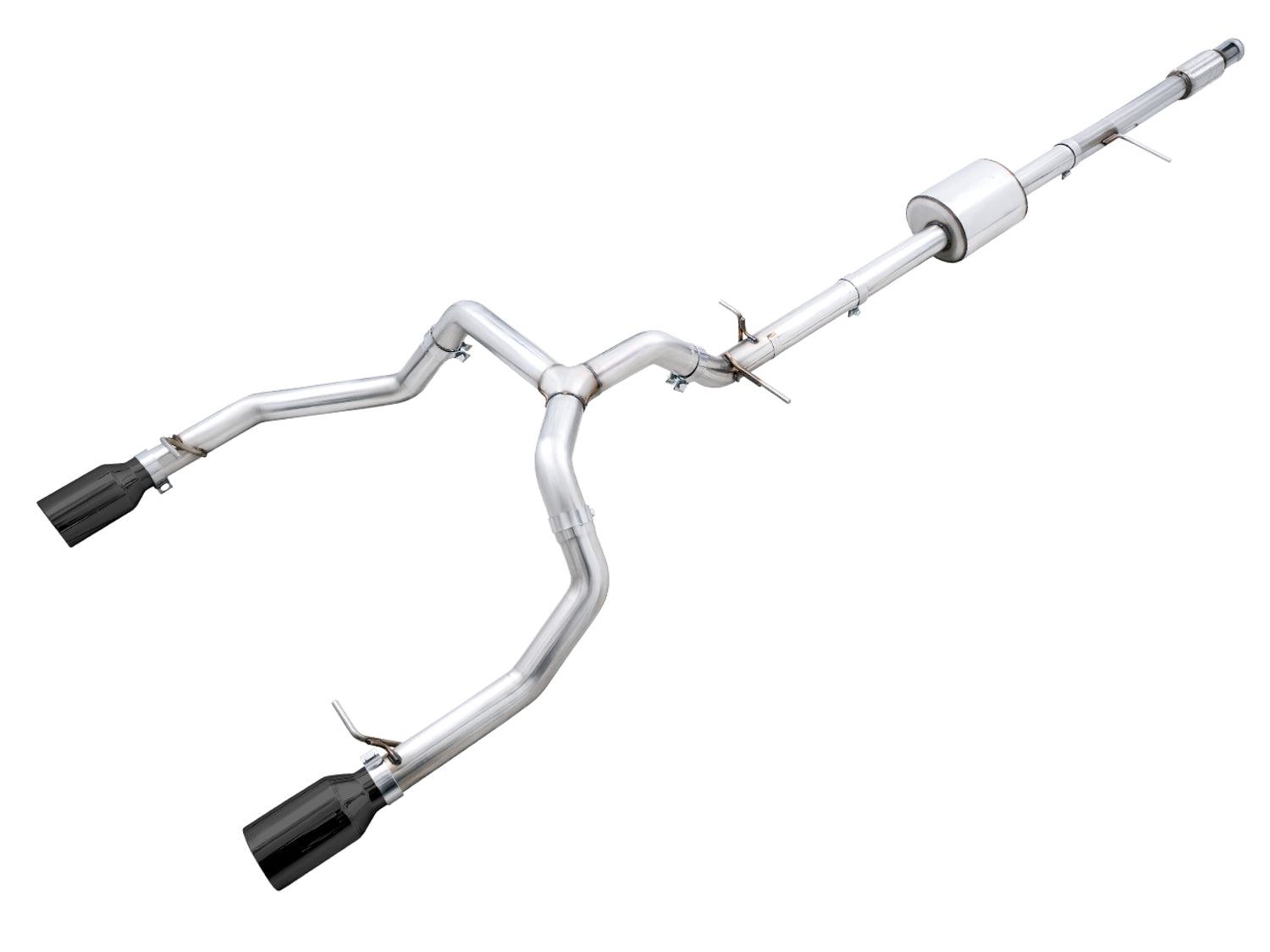 AWE 0FG Catback Split Rear Exit Exhaust for 4th Gen Silverado/Sierra 1500 5.3L (Flat Bumper) - Dual Diamond Black Tips