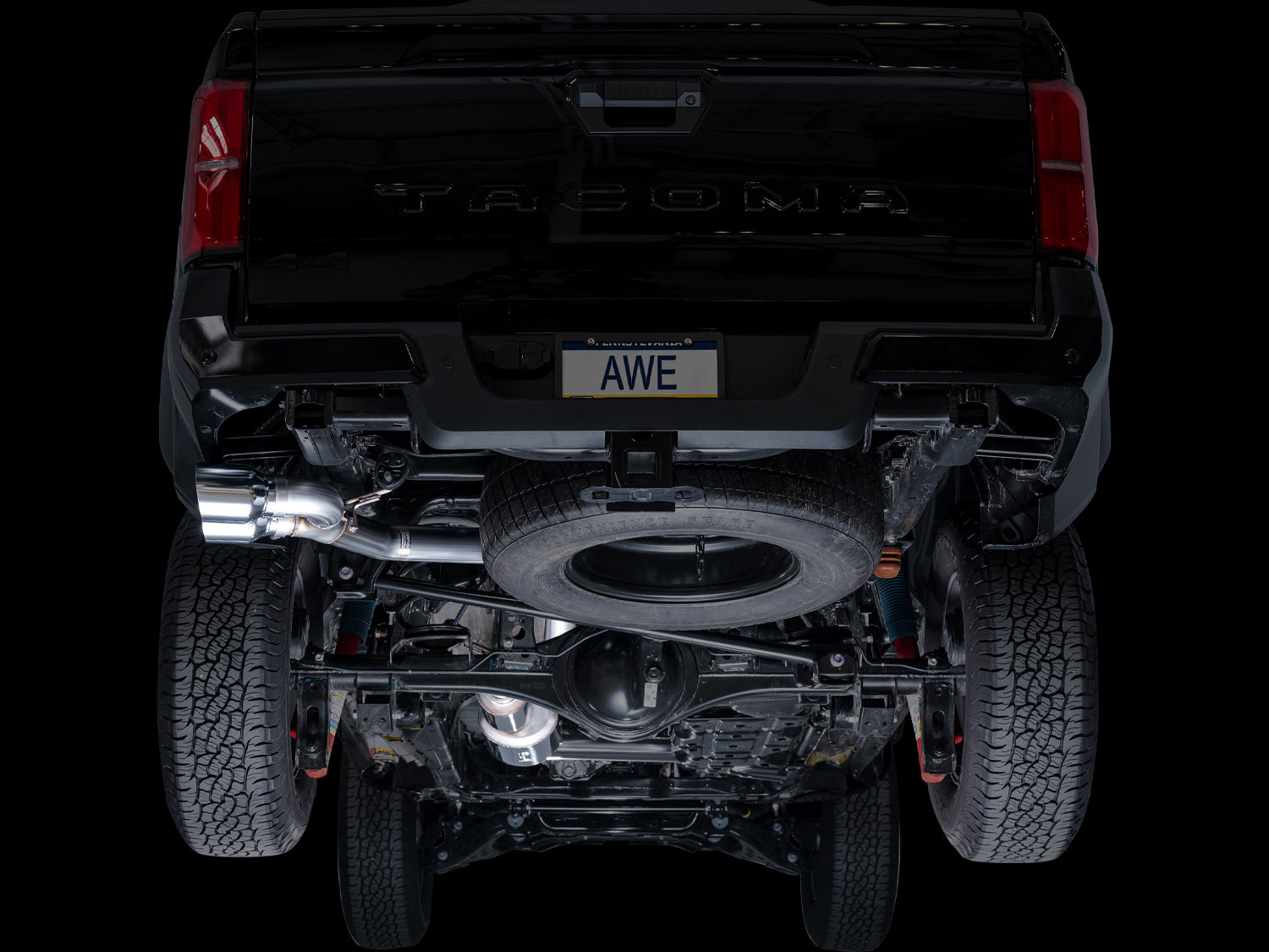 AWE 0FG Exhaust for 4th Gen Toyota Tacoma - Dual Chrome Silver Tips