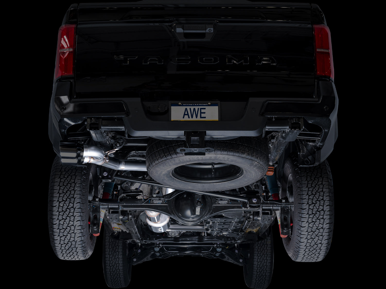 AWE 0FG Exhaust for 4th Gen Toyota Tacoma - Dual Diamond Black Tips