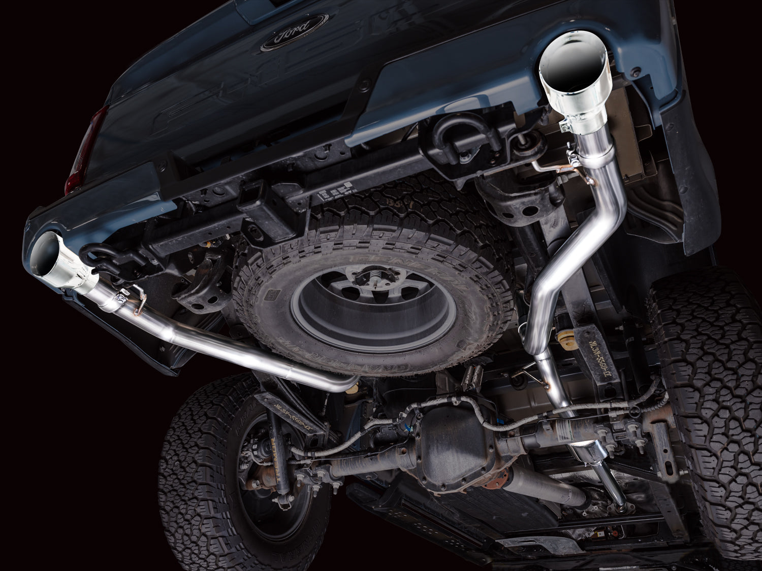 AWE 0FG Non-Resonated Catback for '21+ Ford F-150 Tremor (With Bumper Cutouts) - Chrome Silver Tips