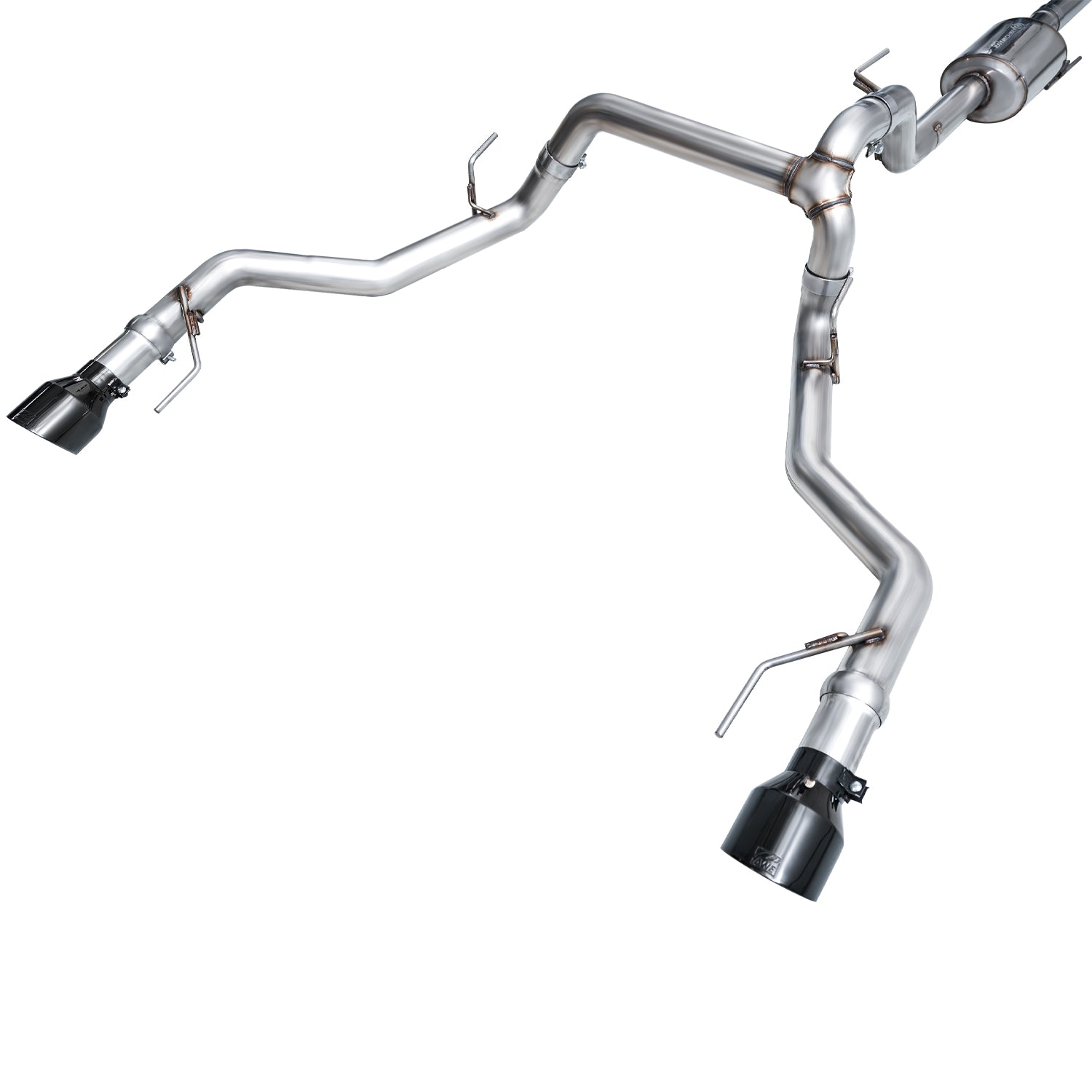 AWE 0FG Non-Resonated Catback for '21+ Ford F-150 Tremor (With Bumper Cutouts) - Diamond Black Tips