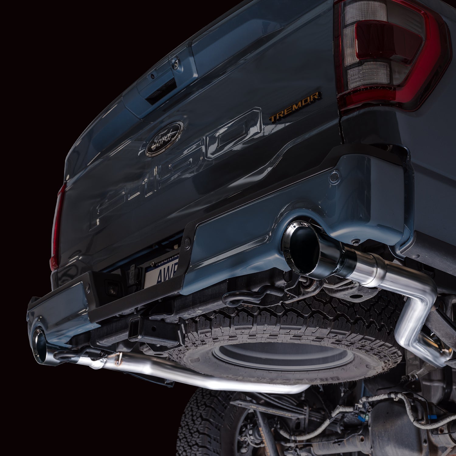 AWE 0FG Non-Resonated Catback for '21+ Ford F-150 Tremor (With Bumper Cutouts) - Diamond Black Tips