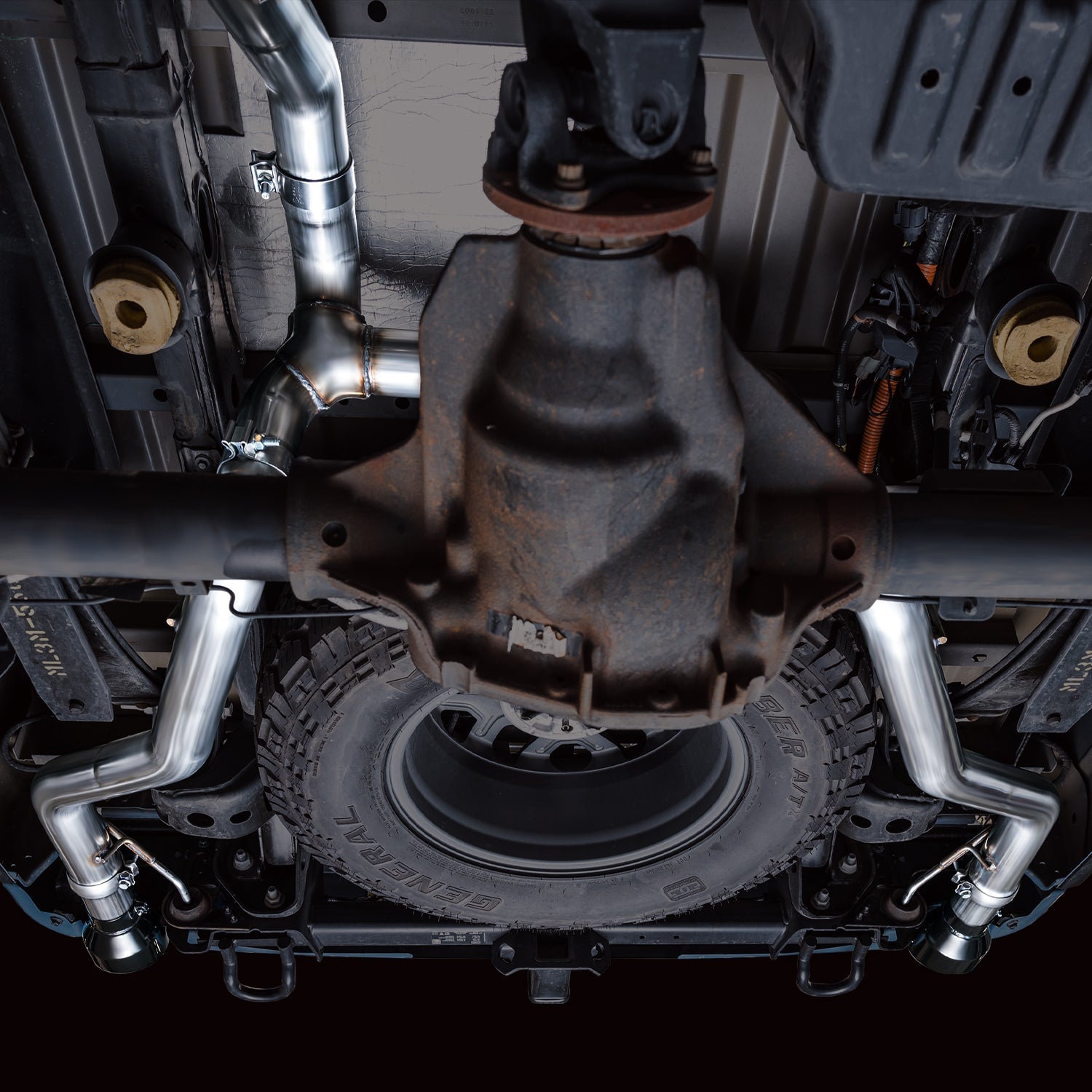 AWE 0FG Non-Resonated Catback for '21+ Ford F-150 Tremor (With Bumper Cutouts) - Diamond Black Tips