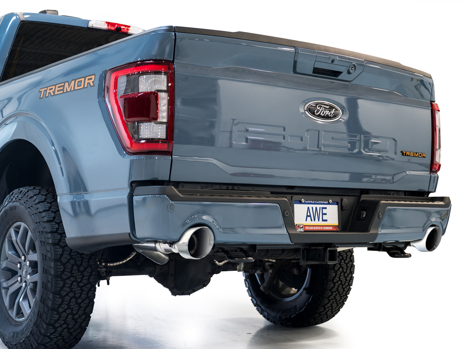 AWE 0FG Resonated Catback for '21+ Ford F-150 Tremor (With Bumper Cutouts) - Chrome Silver Tips