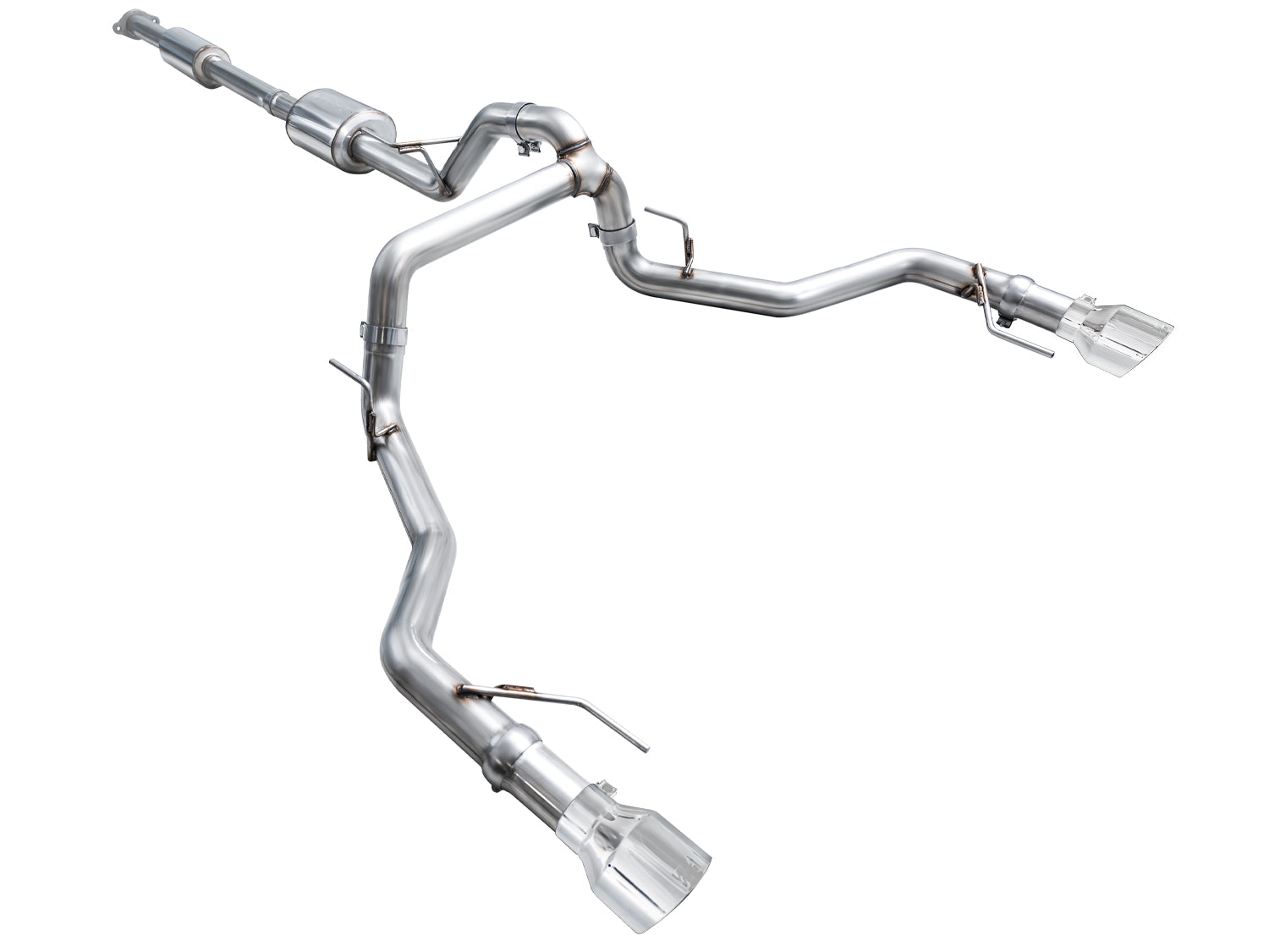 AWE 0FG Resonated Catback for '21+ Ford F-150 Tremor (With Bumper Cutouts) - Chrome Silver Tips