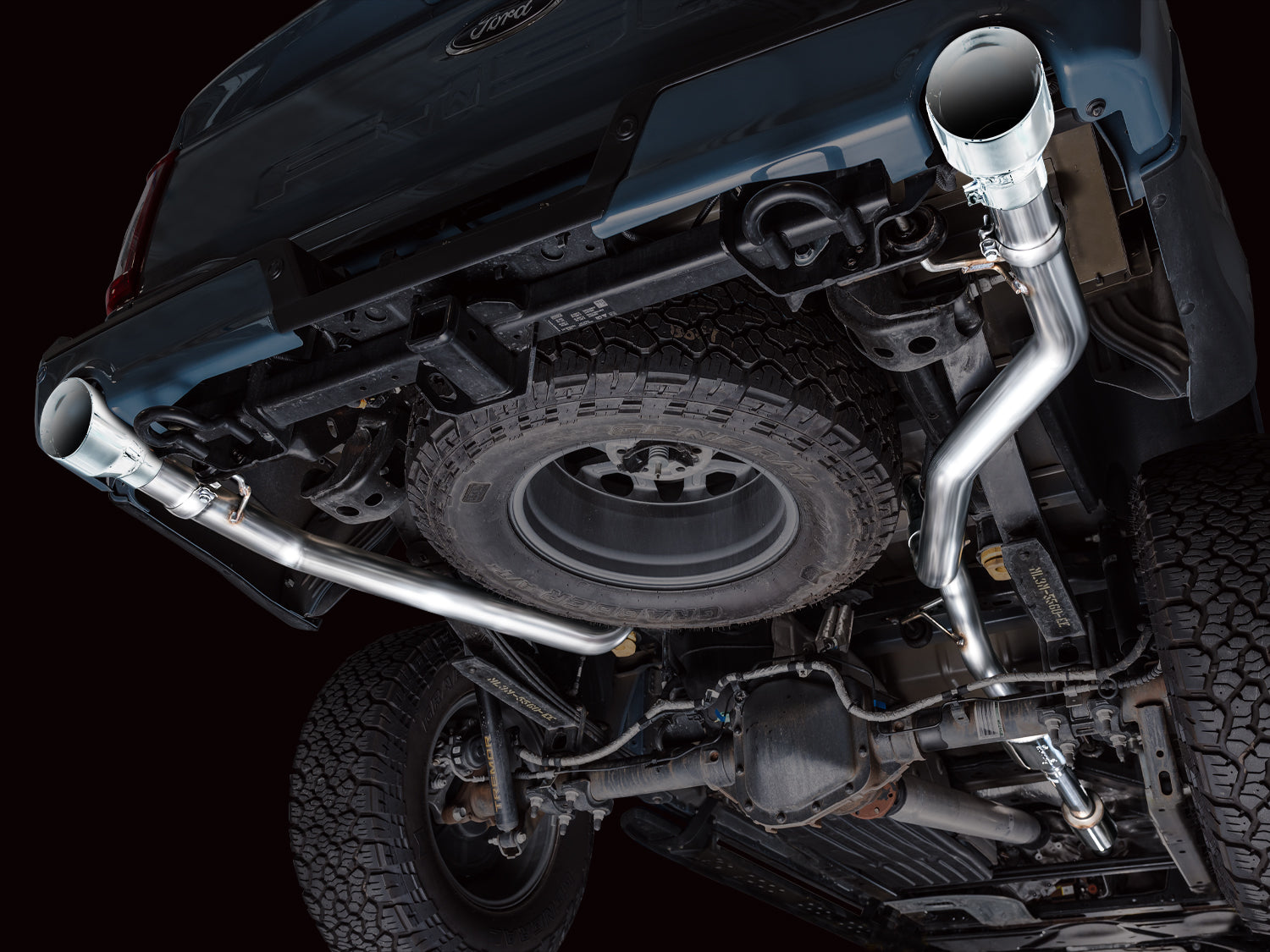 AWE 0FG Resonated Catback for '21+ Ford F-150 Tremor (With Bumper Cutouts) - Chrome Silver Tips
