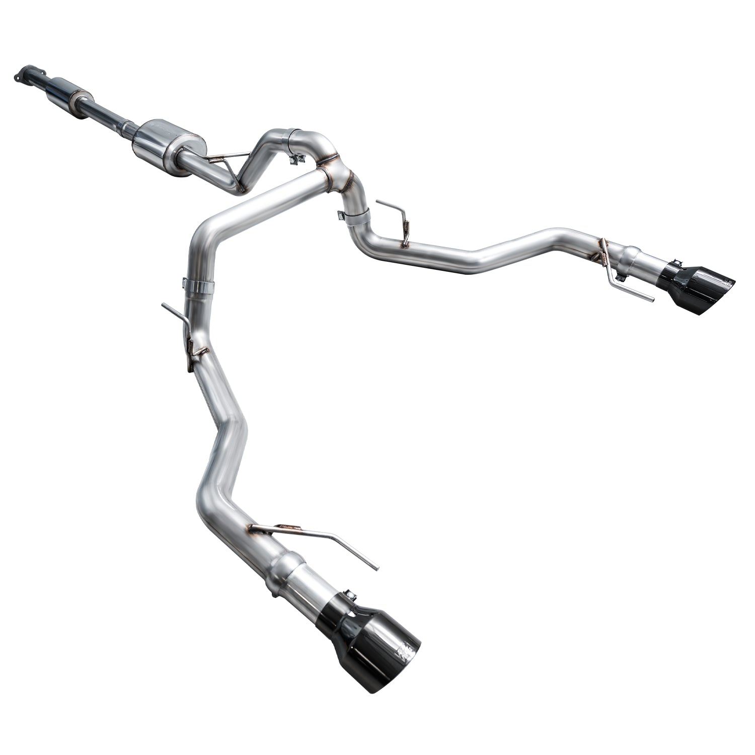 AWE 0FG Resonated Catback for '21+ Ford F-150 Tremor (With Bumper Cutouts) - Diamond Black Tips