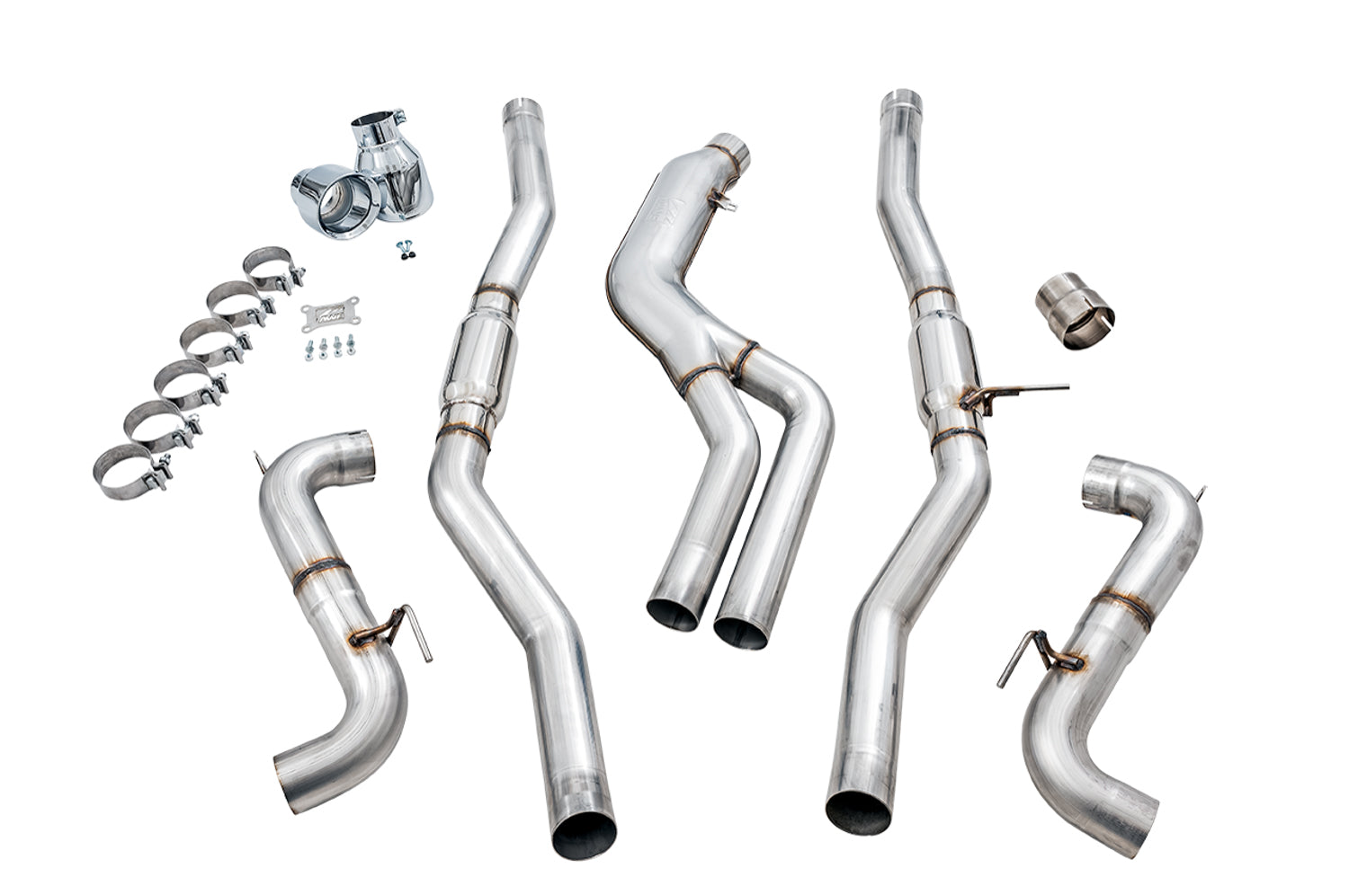 AWE Resonated Track Edition Exhaust for A90 Supra - 5" Chrome Silver Tips