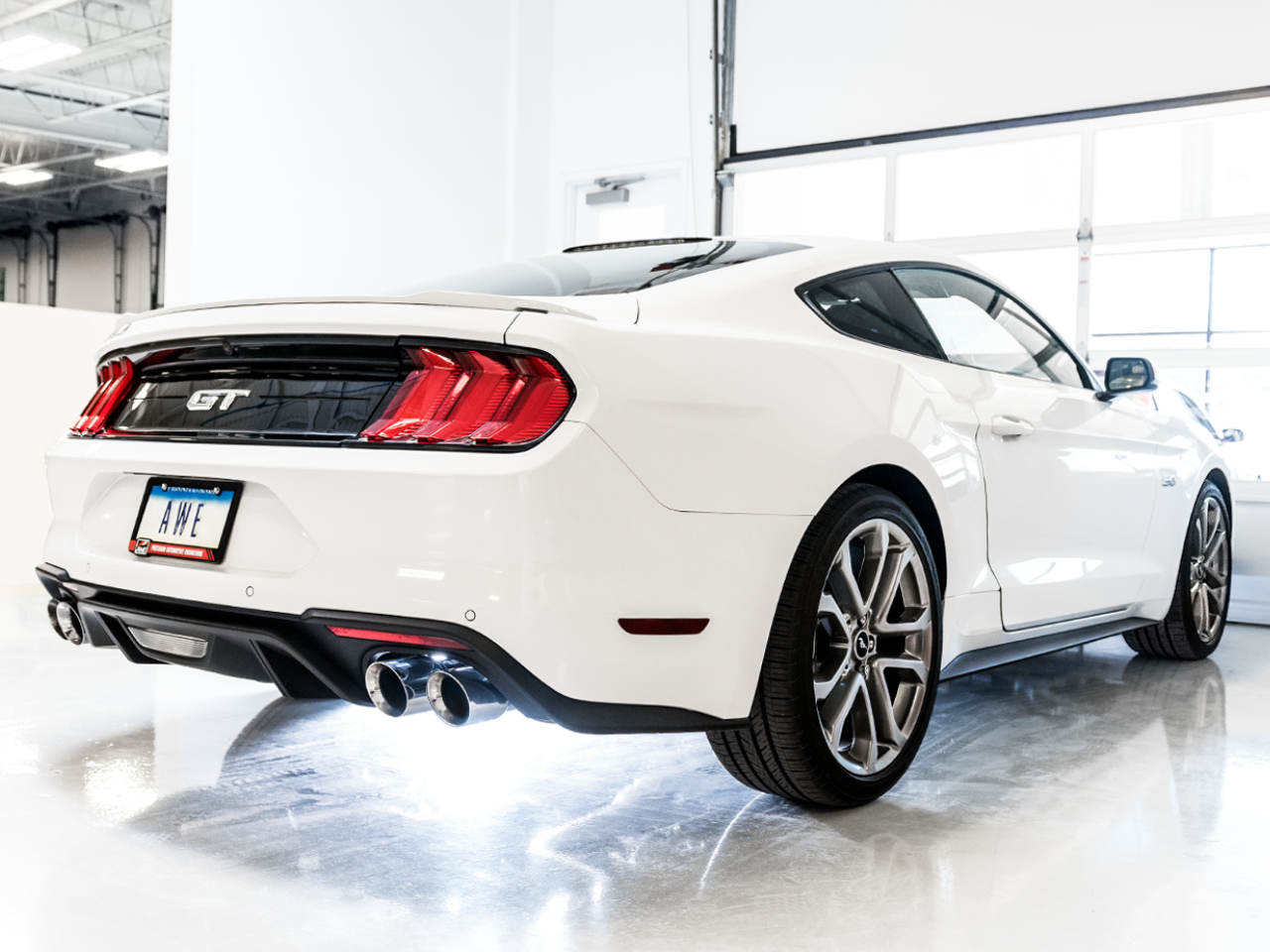 AWE SwitchPath™ Cat-back Exhaust for '18-'23 S550 Mustang GT - Quad Chrome Silver Tips