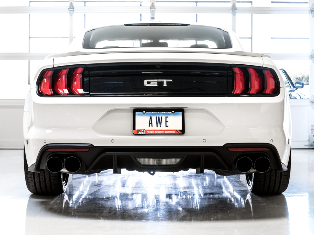 AWE SwitchPath™ Cat-back Exhaust for '18-'23 S550 Mustang GT - Quad Diamond Black Tips