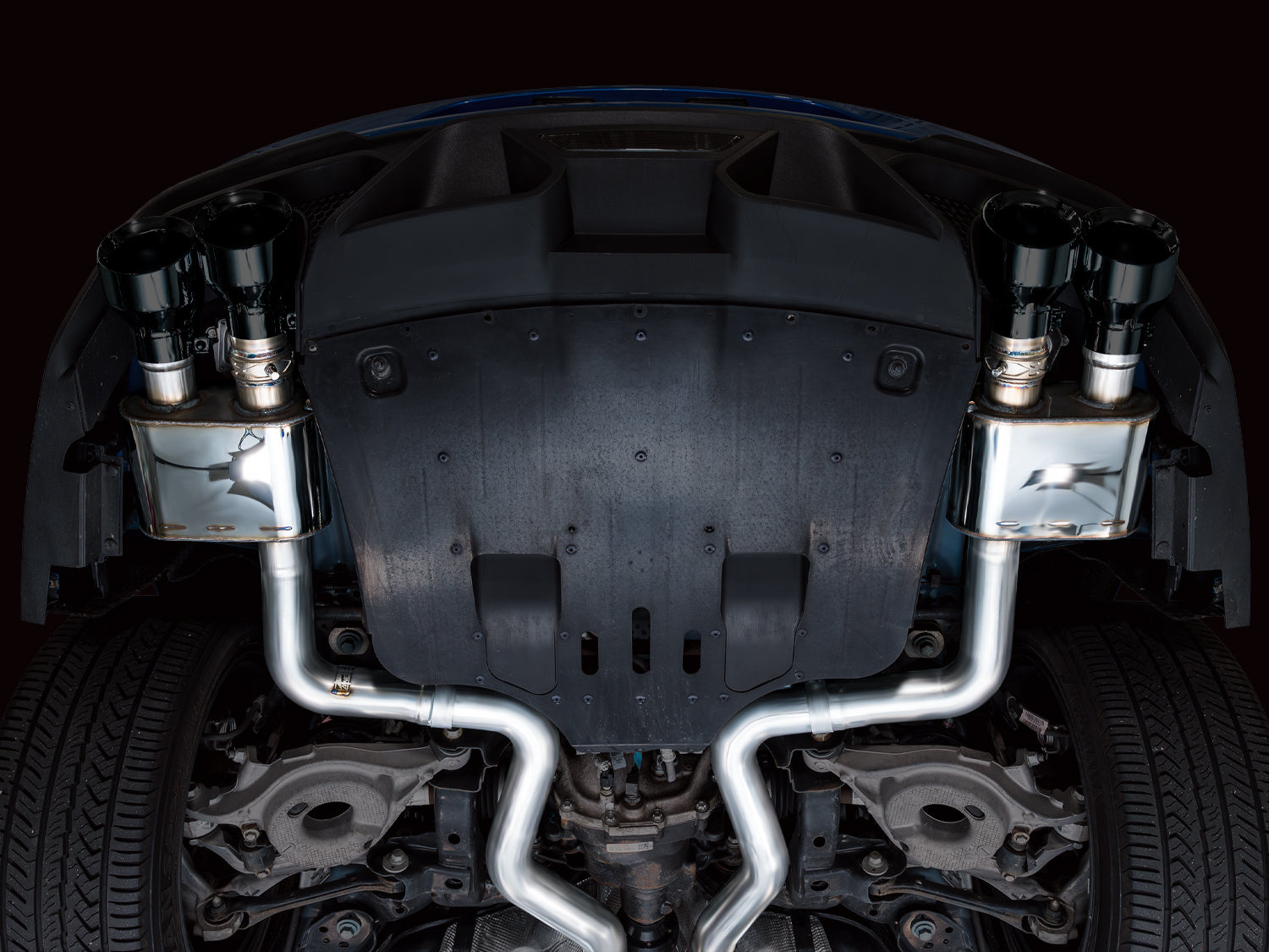 AWE SwitchPath™ Exhaust for Ford Mustang S550 Mach1 - Quad Diamond Black Tips