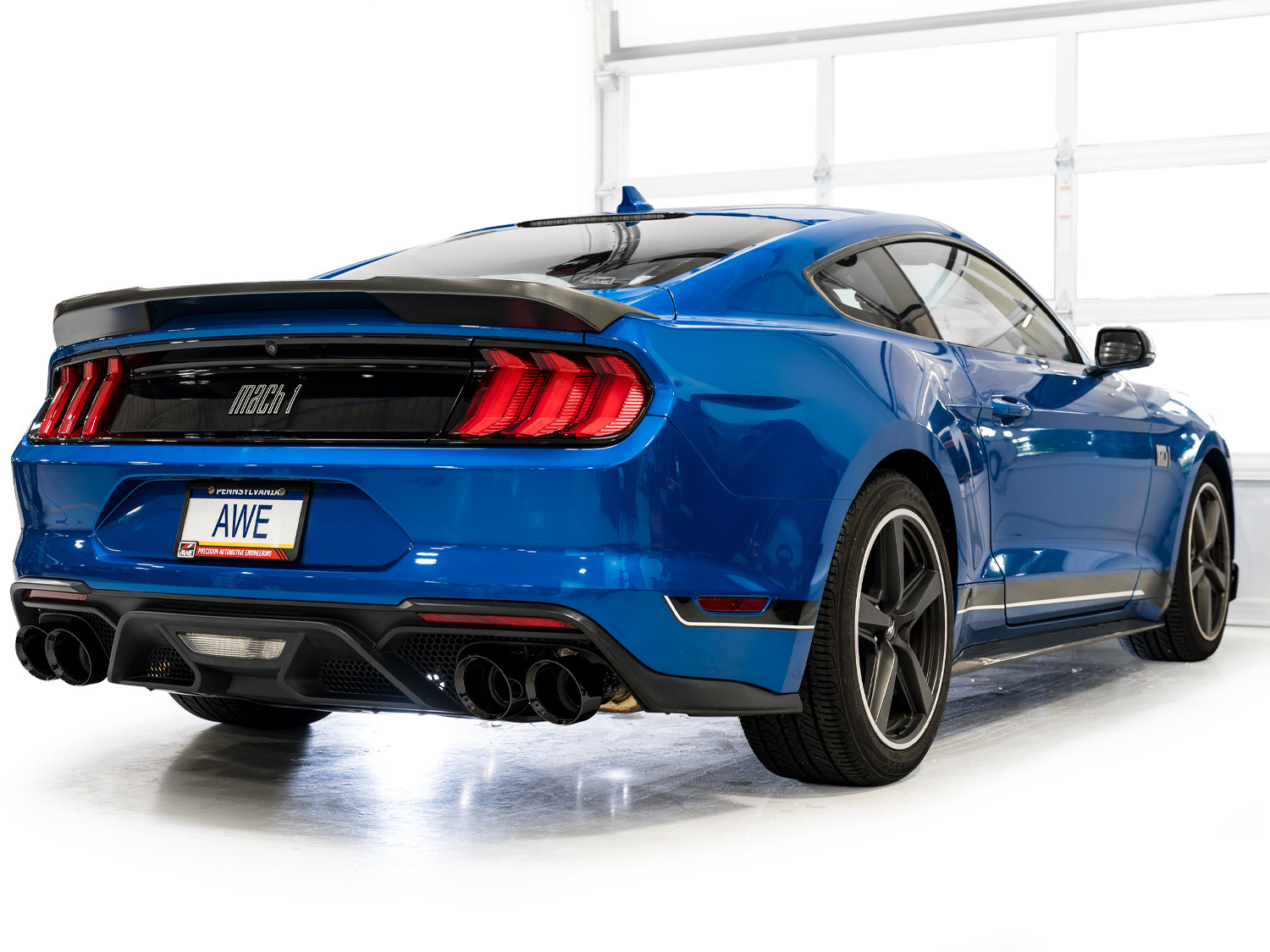 AWE SwitchPath™ Exhaust for Ford Mustang S550 Mach1 - Quad Diamond Black Tips