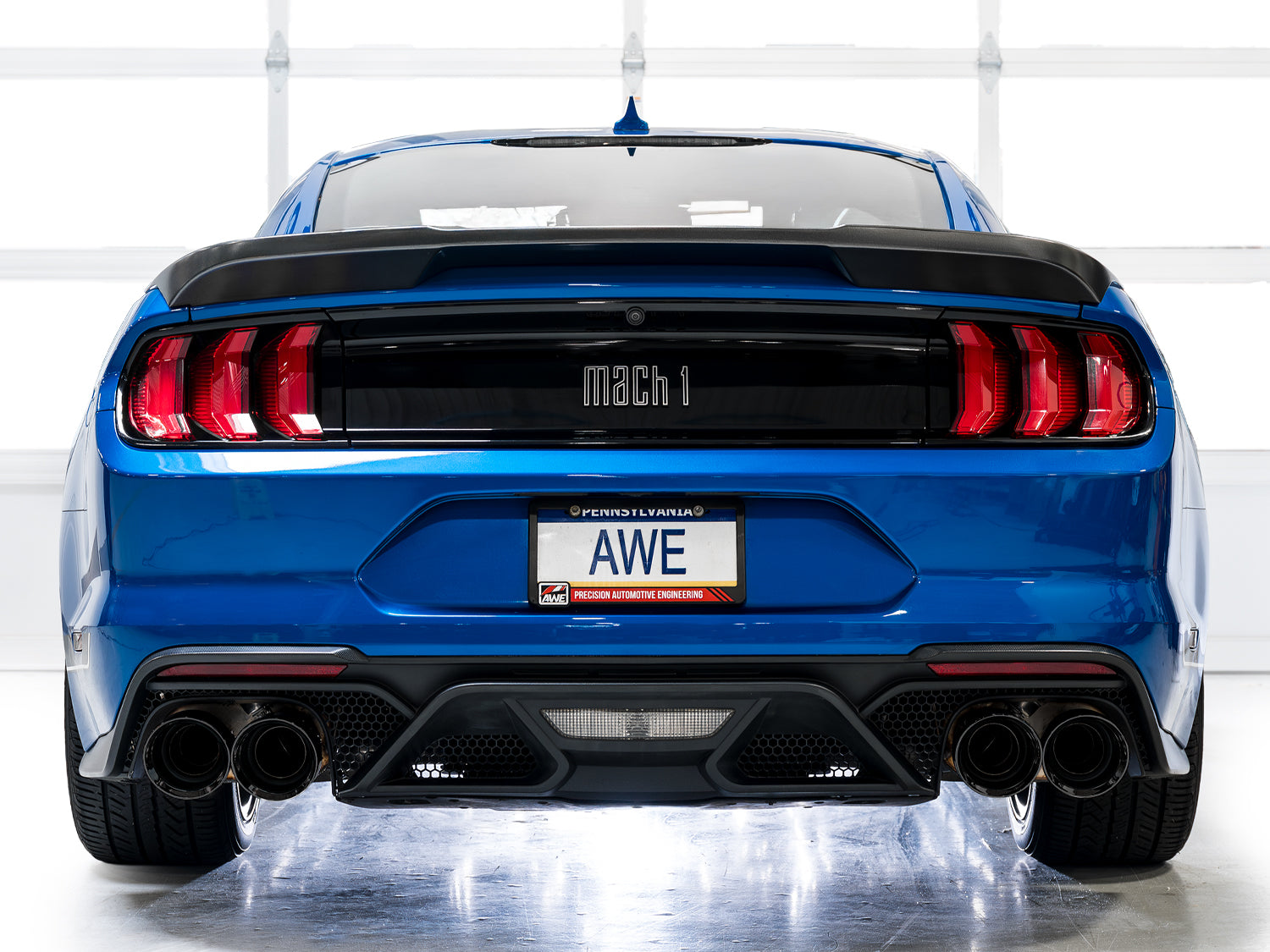AWE SwitchPath™ Exhaust for Ford Mustang S550 Mach1 - Quad Diamond Black Tips