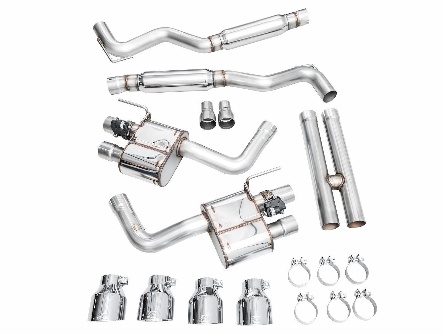 AWE SwitchPath™ Exhaust for S650 Ford Mustang Dark Horse - Quad Chrome Silver Tips