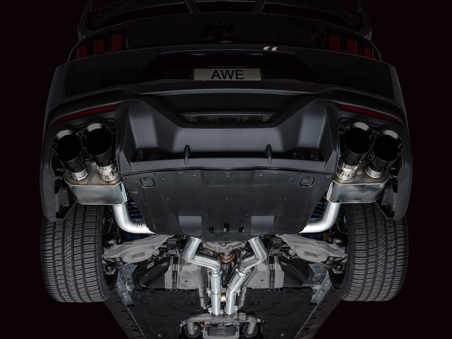 AWE SwitchPath™ Exhaust for S650 Ford Mustang Dark Horse - Quad Diamond Black Tips