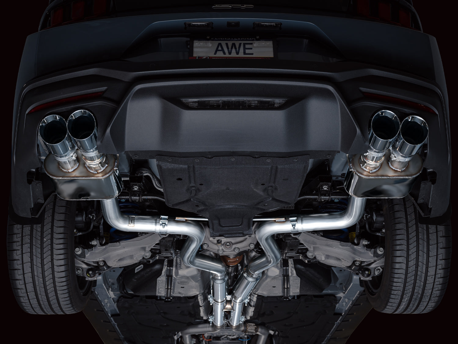 AWE SwitchPath™ Exhaust for S650 Ford Mustang GT Fastback - Quad Chrome Silver Tips