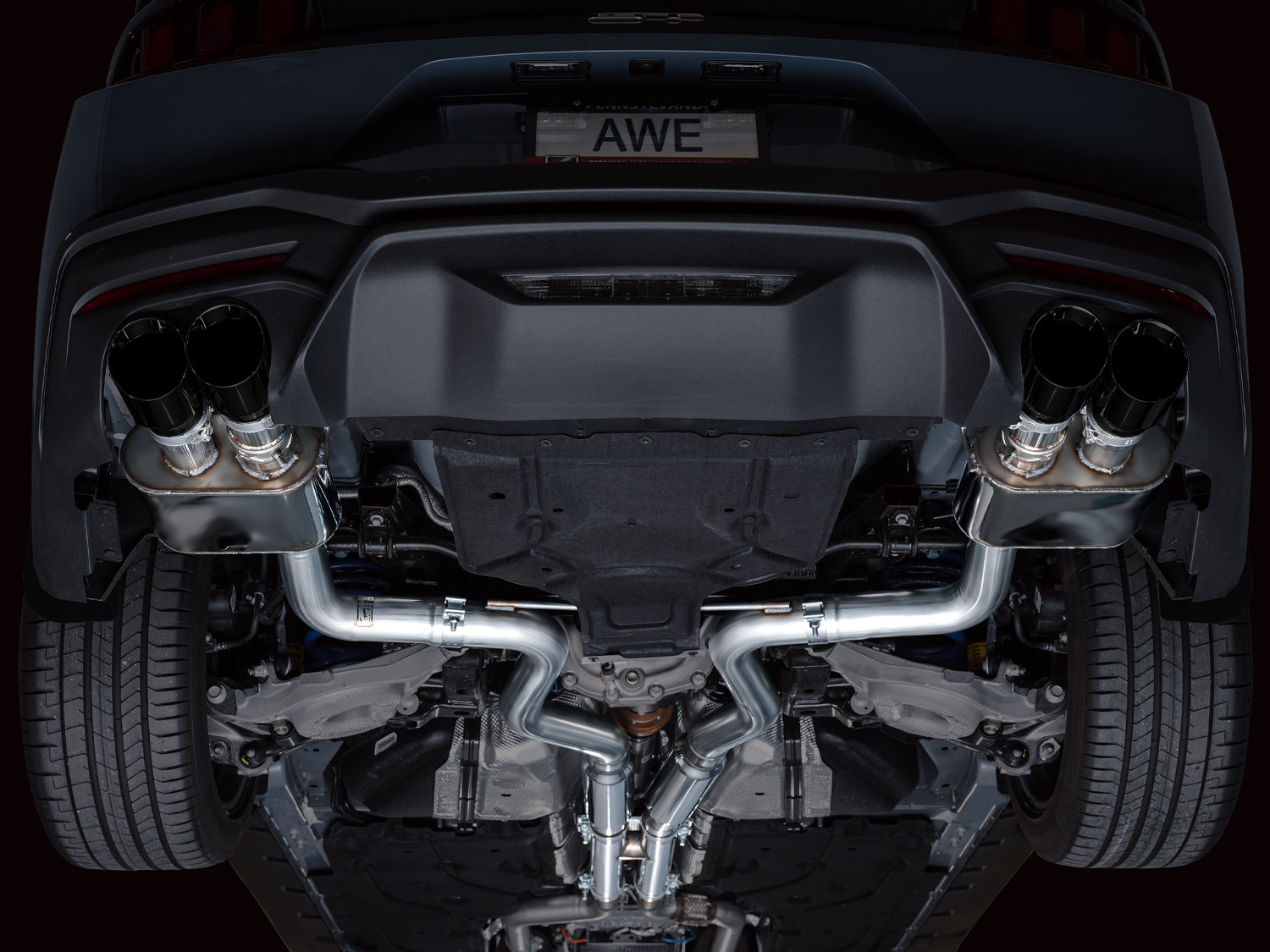 AWE SwitchPath™ Exhaust for S650 Ford Mustang GT Fastback - Quad Diamond Black Tips