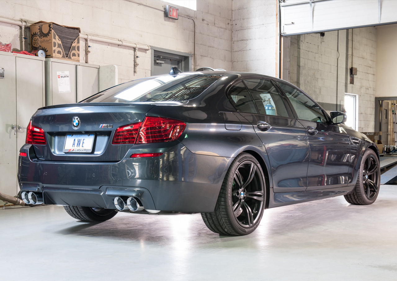 AWE Touring Edition Axle Back Exhaust for BMW F10 M5, Chrome Silver Tips